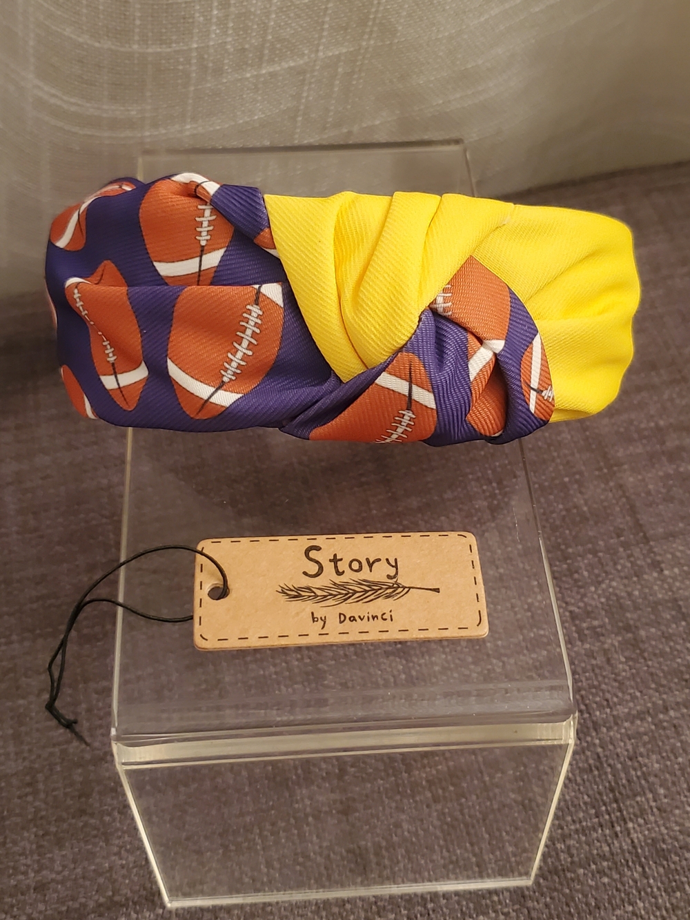 Women's  Football Print Knot Headband - Yellow & Purple